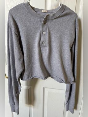 John Galt Brandy Melville Light Gray Cropped Henley